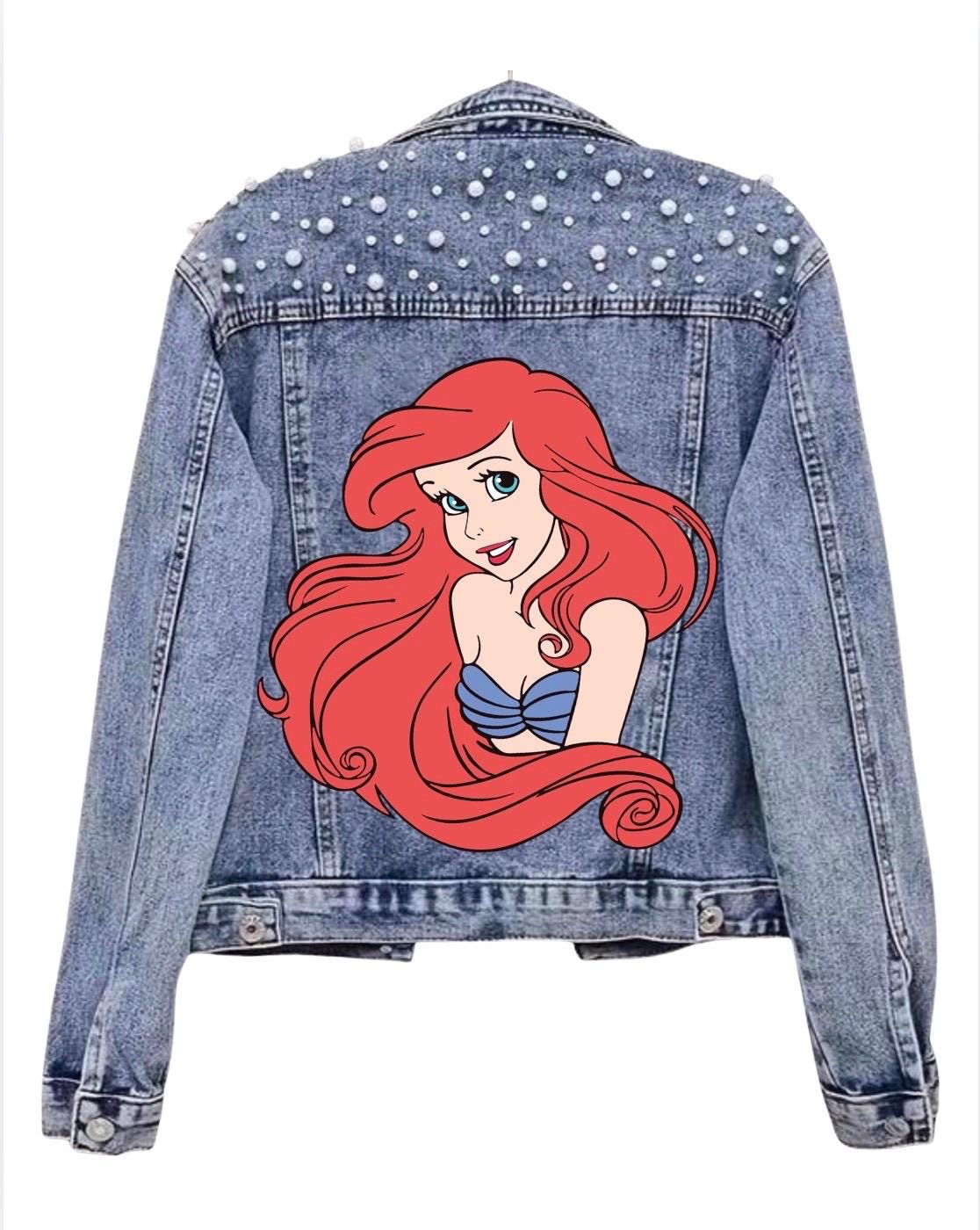 Princess Denim Disney Jacket, Custon  Disney Jean Jacket, Pearl Embellished Jacket, Disney Trip Outfit Disneyland Jacket, Disney World Outfi