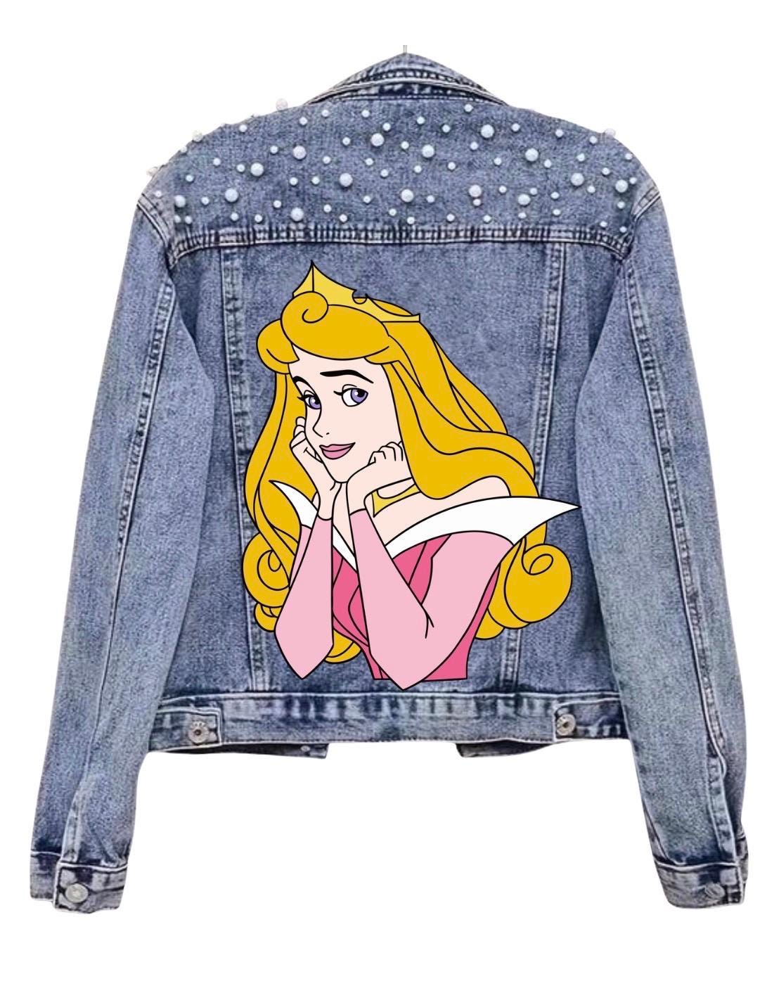 Princess Denim Disney Jacket, Custon  Disney Jean Jacket, Pearl Embellished Jacket, Disney Trip Outfit Disneyland Jacket, Disney World Outfi