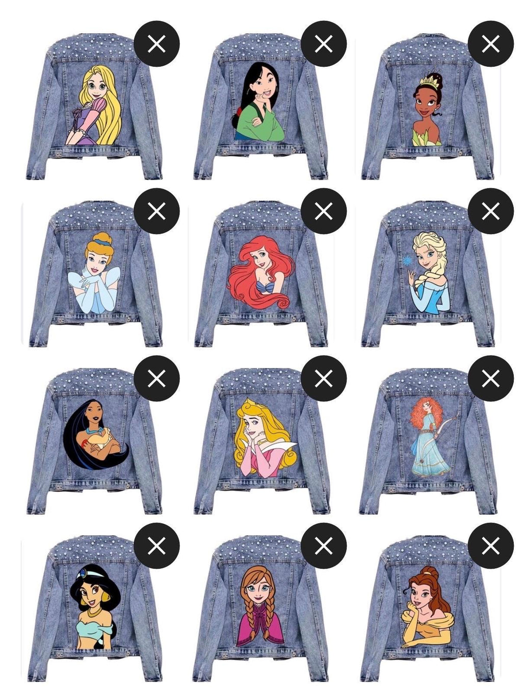 Princess Denim Disney Jacket, Custon  Disney Jean Jacket, Pearl Embellished Jacket, Disney Trip Outfit Disneyland Jacket, Disney World Outfi